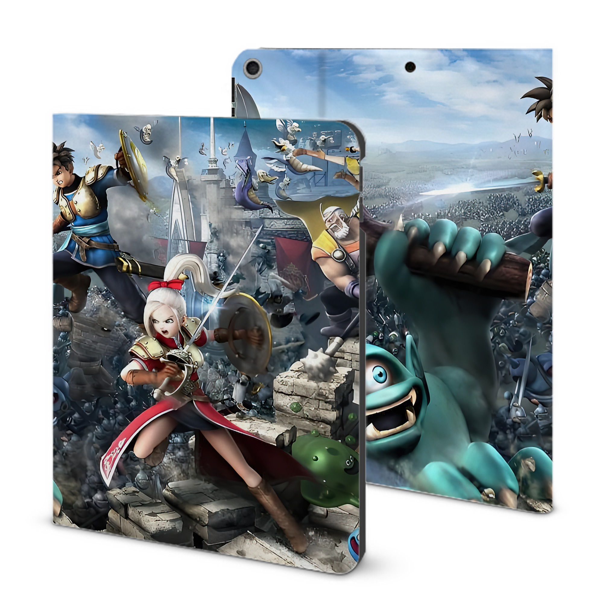 （画像用） ドラゴンクエスト Doragon Kuesuto Dragon Quest IPad ケース ブック型 PUレザー TPU 耐衝撃 軽量 薄型 ペン収納なし 全面保護 IPad 各モデル対応